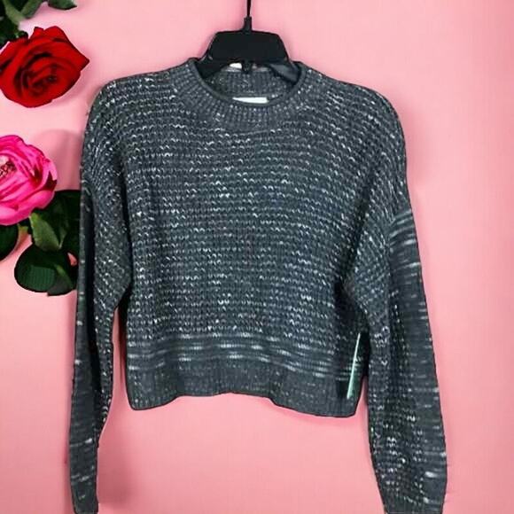 Abound Womens Size Small Black White Sweater Textured Ribbed Hem Cuff NWT - Picture 1 of 16